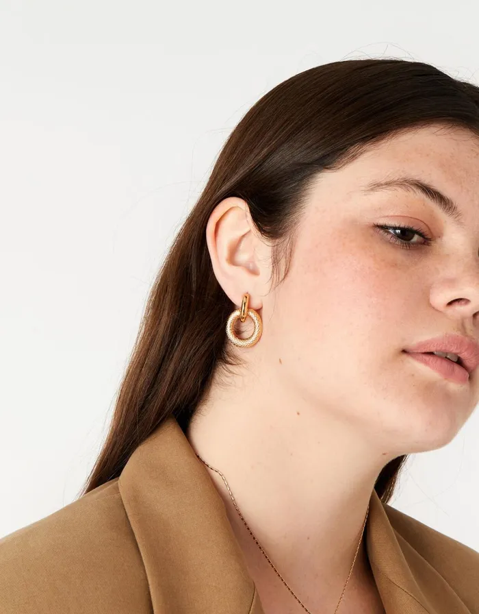 Accessorize Blue Harvest Textured Doorknocker Earrings Women Earrings