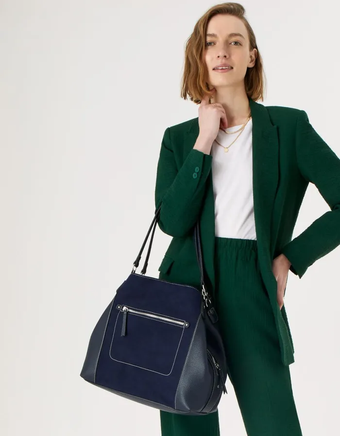 Accessorize Brooklyn Casual Shoulder Bag Blue Navy Women Vegan Bags Backpacks and Purses