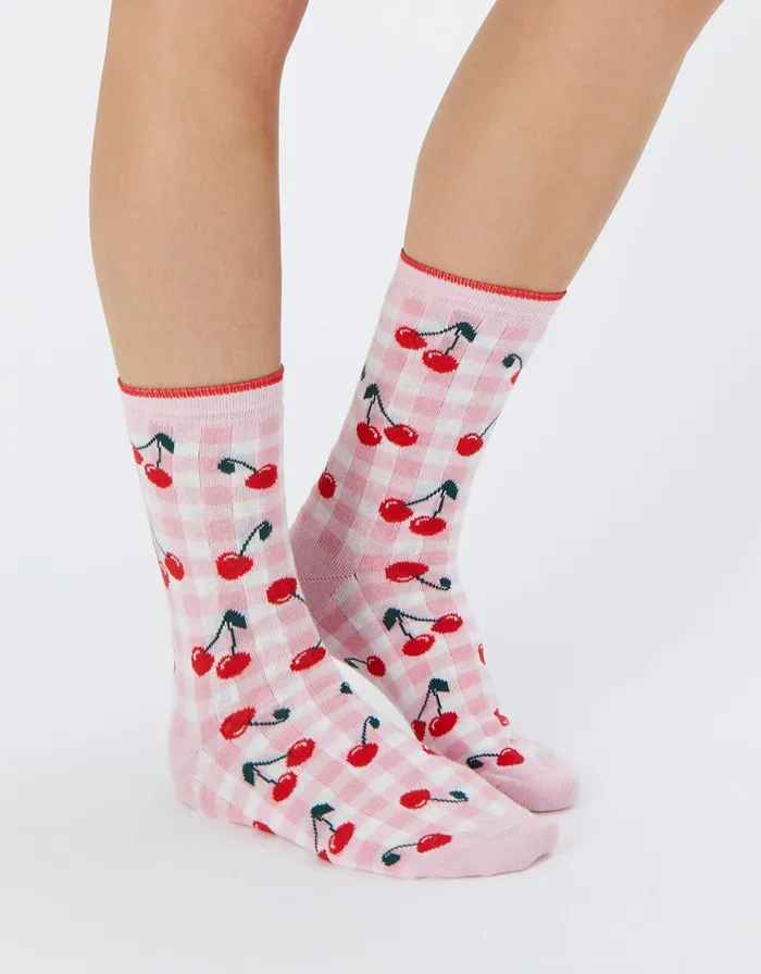 Accessorize Cherry Gingham Sock Set Women Socks and Tights