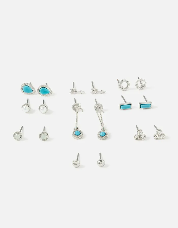 Accessorize Classic Crystal Stud Hoop Multipack Women Earrings