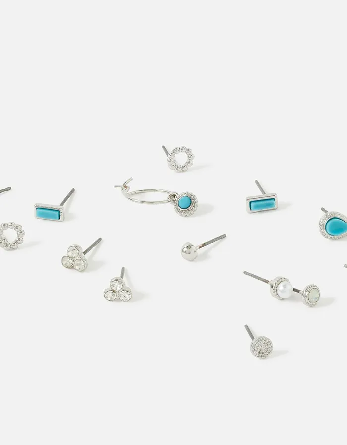 Accessorize Classic Crystal Stud Hoop Multipack Women Earrings