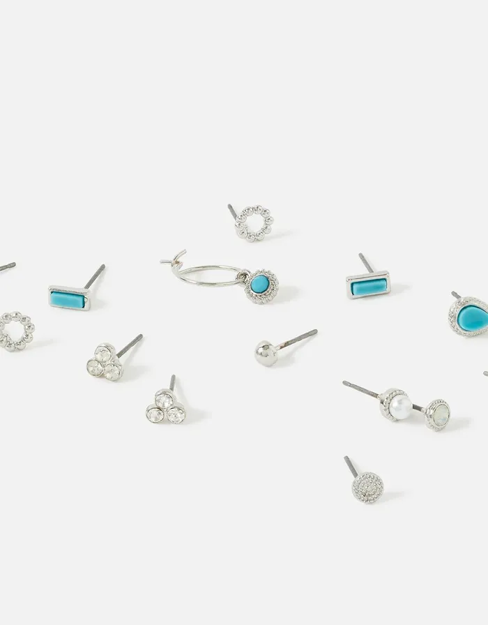Accessorize Classic Crystal Stud Hoop Multipack Women Earrings