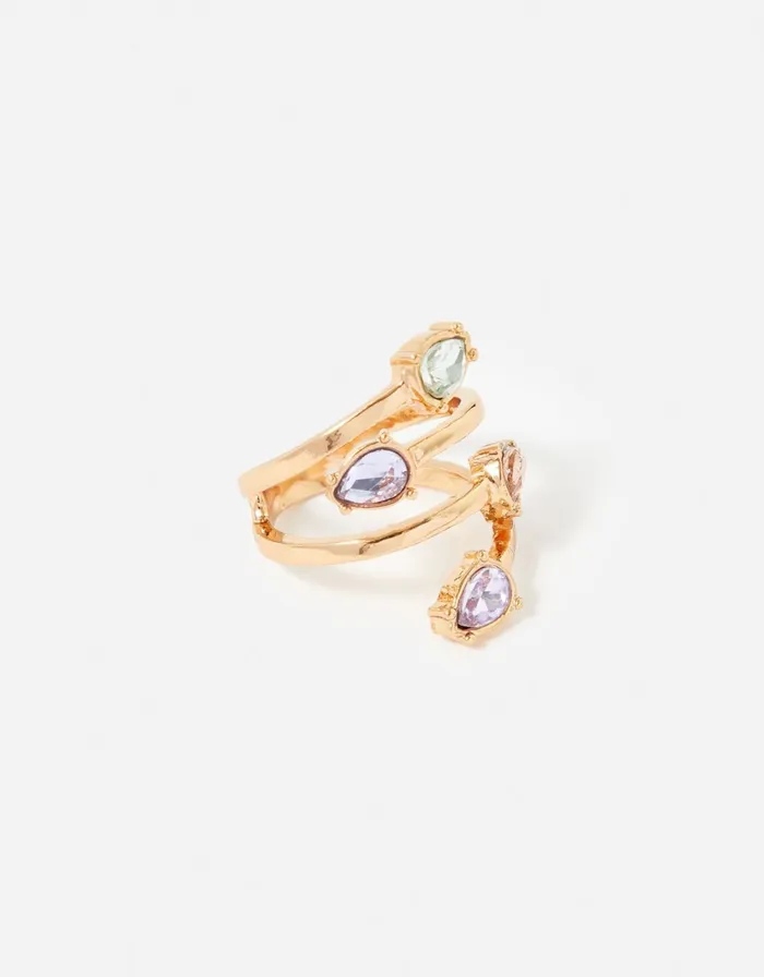 Accessorize Crystal Gem Wrap Ring Multi Pastelmulti Women Rings
