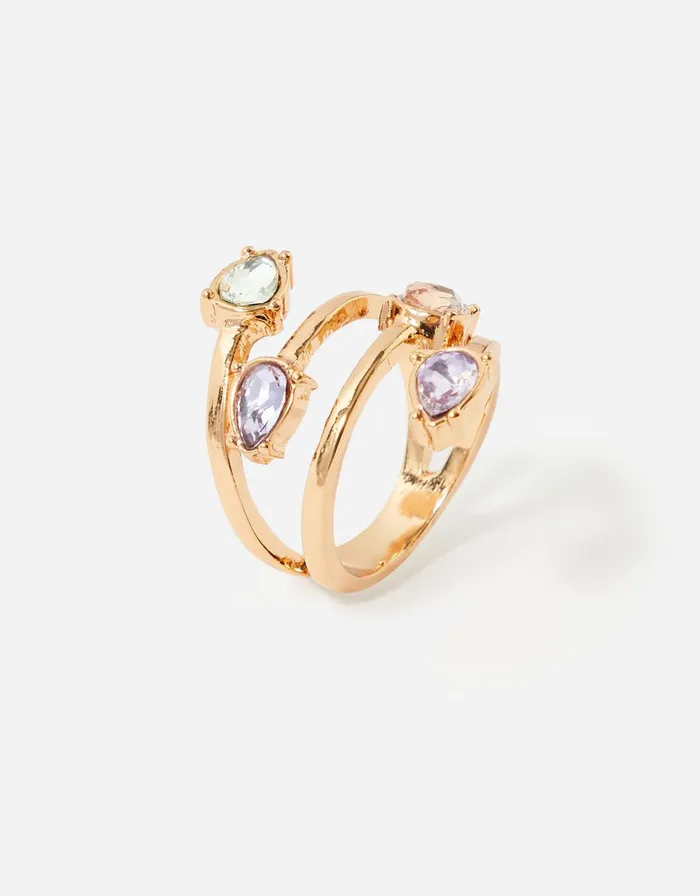 Accessorize Crystal Gem Wrap Ring Multi Pastelmulti Women Rings