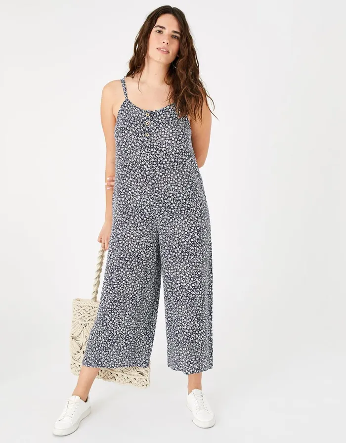 Accessorize Ditsy Print Romper Blue Navy Women Jumpsuits and Playsuits