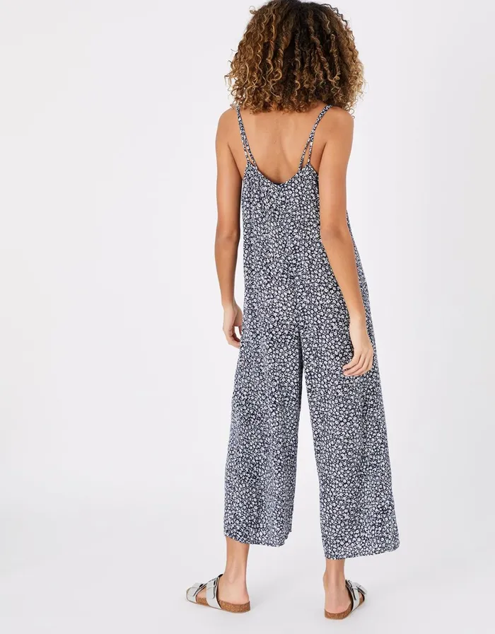 Accessorize Ditsy Print Romper Blue Navy Women Jumpsuits and Playsuits