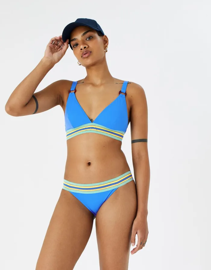 Accessorize Elastic Trim High Waist Bikini Briefs Blue Blue Women Bikinis