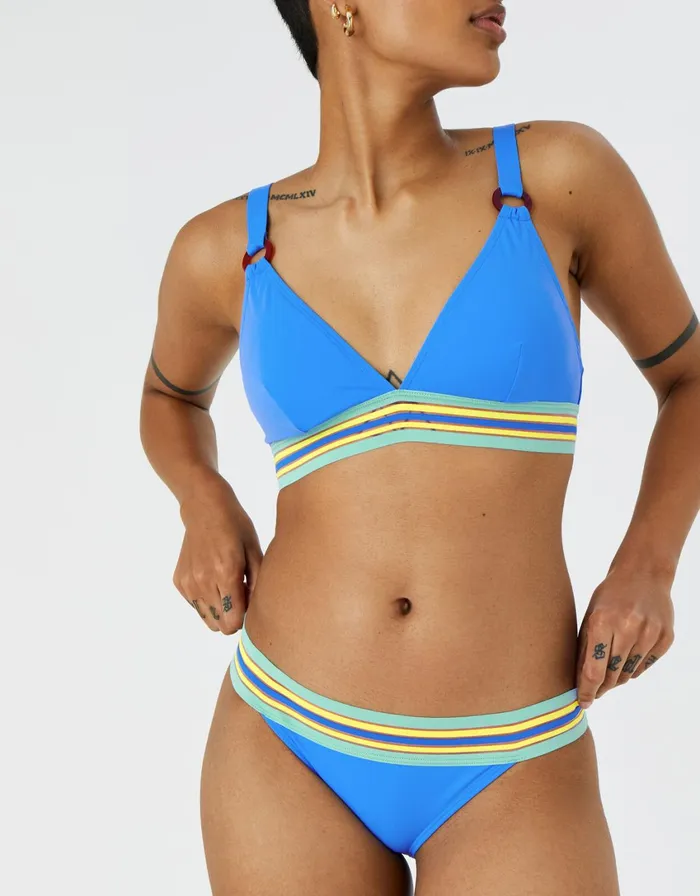 Accessorize Elastic Trim High Waist Bikini Briefs Blue Blue Women Bikinis