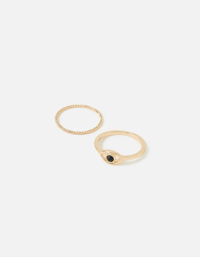 Accessorize Evil Eye Stacking Ring Twinset Black Black Women Rings