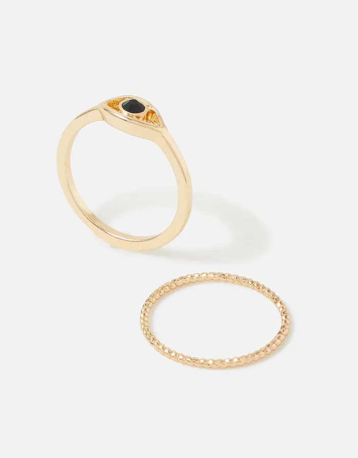 Accessorize Evil Eye Stacking Ring Twinset Black Black Women Rings