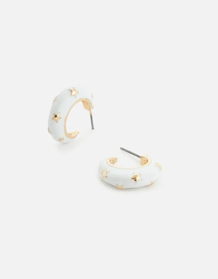 Accessorize Eye Candy Enamel Star Hoop Earrings Women Earrings