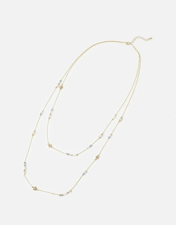 Accessorize Flower Pearl Station Necklace Women Necklaces
