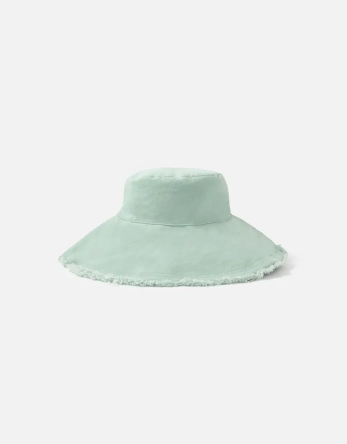 Accessorize Frayed Edge Wide Brim Bucket Hat Blue Aqua Women Hats