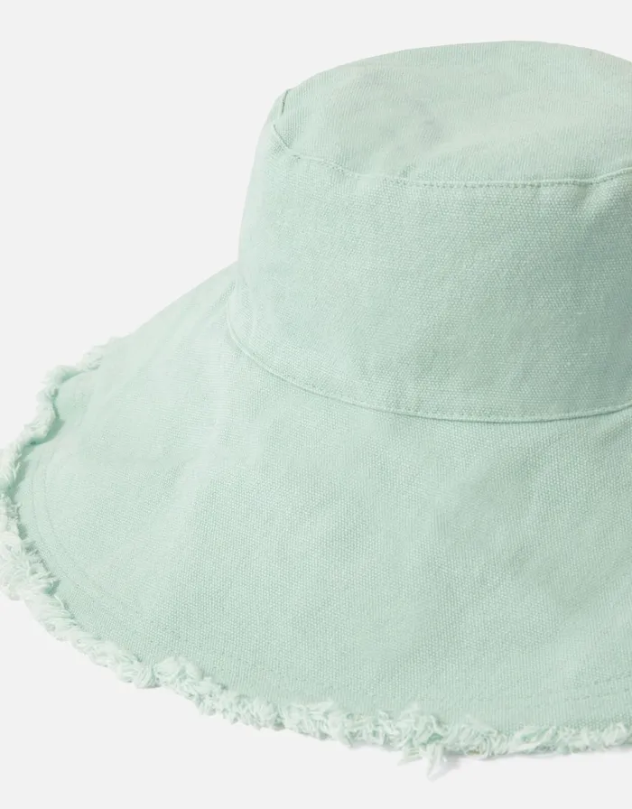 Accessorize Frayed Edge Wide Brim Bucket Hat Blue Aqua Women Hats