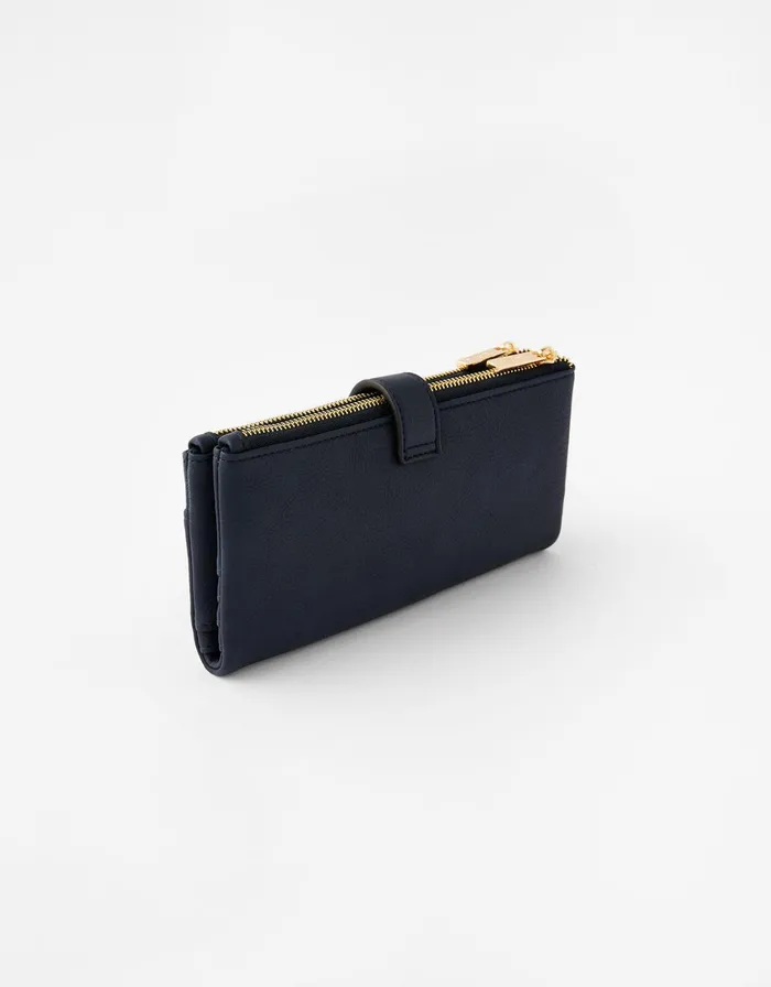Accessorize Freya Push Lock Wallet Navy Women Vegan Bags Backpacks and Purses