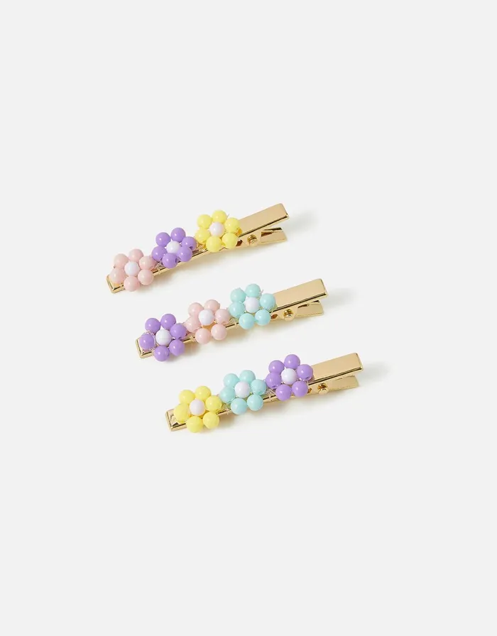 Accessorize Girls Beaded Flower Salon Hair Clips Girls Hair Accessories
