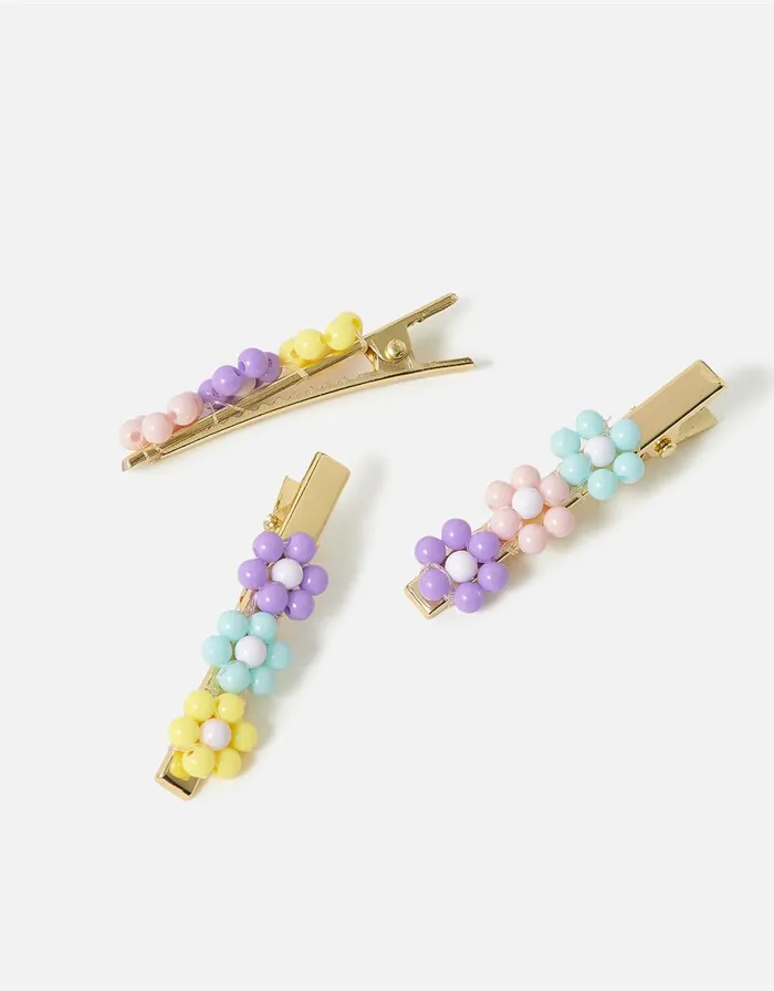 Accessorize Girls Beaded Flower Salon Hair Clips Girls Hair Accessories