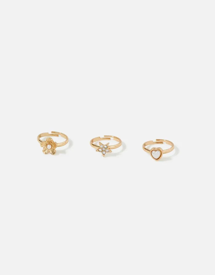 Accessorize Girls Pearl Ring Set Girls Jewellery