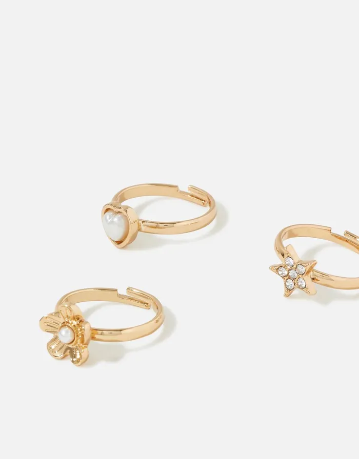 Accessorize Girls Pearl Ring Set Girls Jewellery
