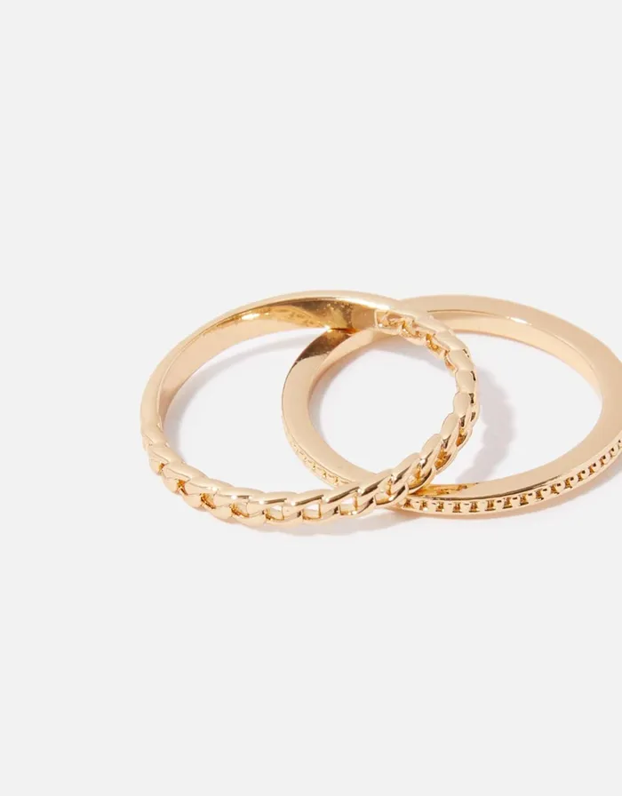 Accessorize GoldPlated Chain Stacking Ring Twinset Gold Gold Women Rings