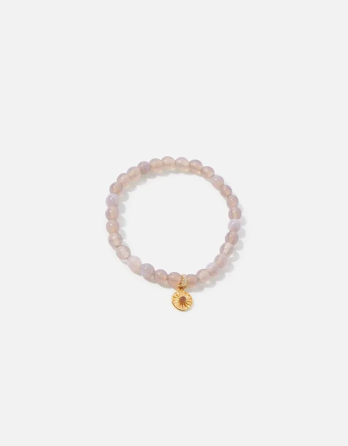 Accessorize GoldPlated Power Stone Grey Agate Bracelet Women Bracelets