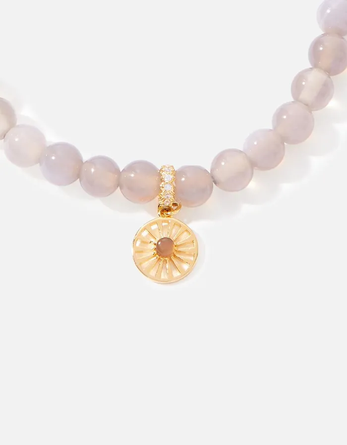 Accessorize GoldPlated Power Stone Grey Agate Bracelet Women Bracelets