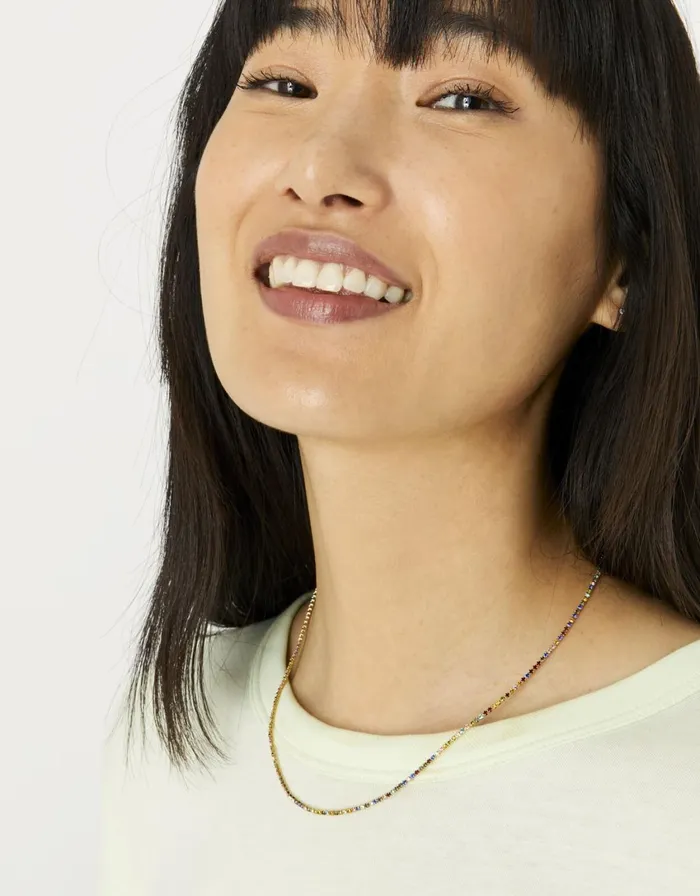 Accessorize GoldPlated Rainbow Cupchain Tennis Necklace Women Necklaces