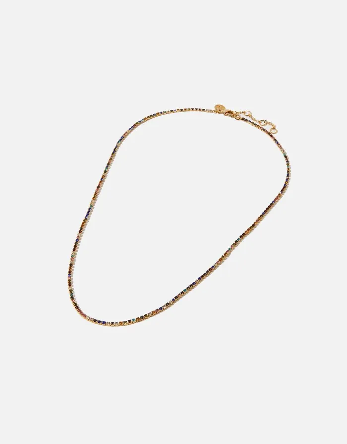 Accessorize GoldPlated Rainbow Cupchain Tennis Necklace Women Necklaces