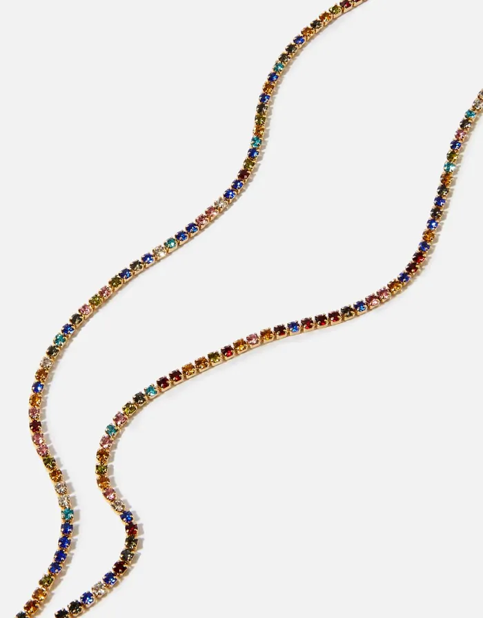 Accessorize GoldPlated Rainbow Cupchain Tennis Necklace Women Necklaces