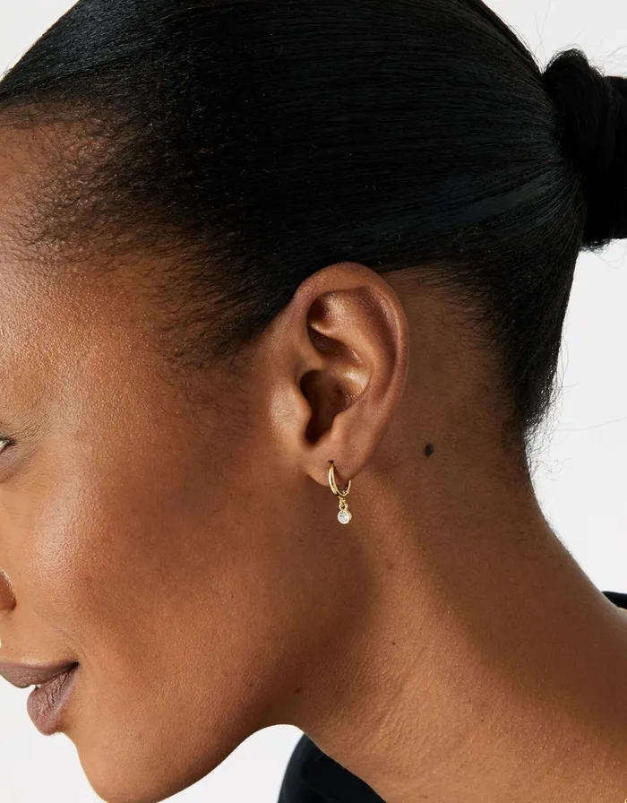 Accessorize GoldPlated Sparkle Drop Hoop Earrings Women Earrings