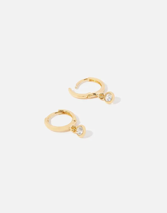 Accessorize GoldPlated Sparkle Drop Hoop Earrings Women Earrings