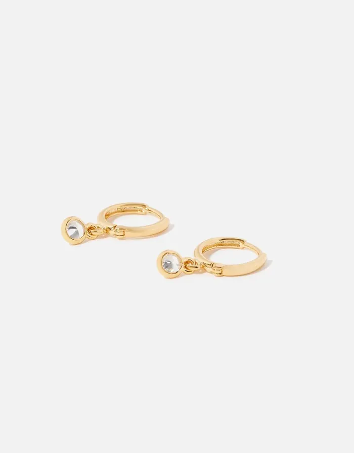 Accessorize GoldPlated Sparkle Drop Hoop Earrings Women Earrings