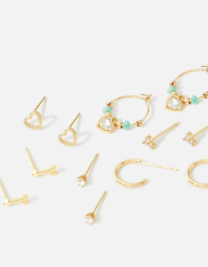 Accessorize GoldPlated Sparkle Stud And Hoop Earring Set Women Earrings