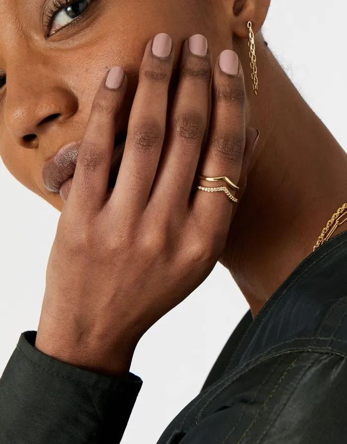 Accessorize GoldPlated Wishbone Stacking Ring Twinset Gold Gold Women Rings