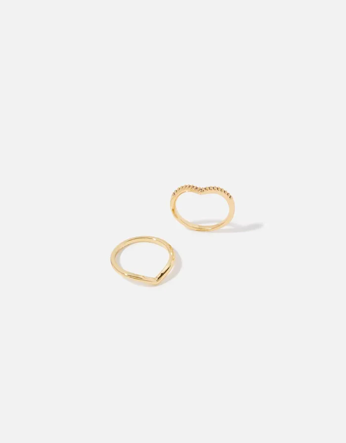 Accessorize GoldPlated Wishbone Stacking Ring Twinset Gold Gold Women Rings
