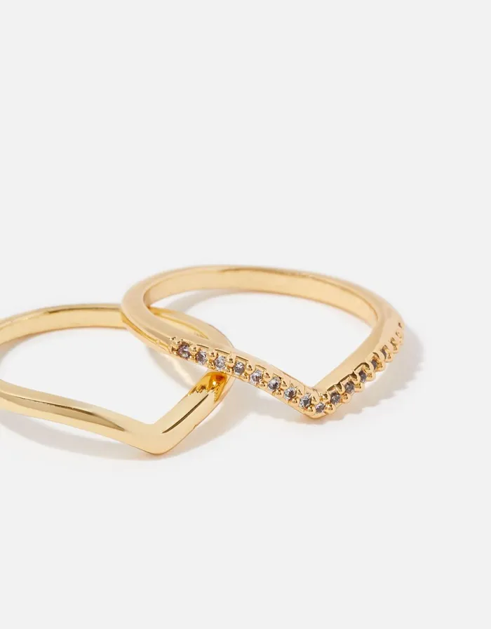 Accessorize GoldPlated Wishbone Stacking Ring Twinset Gold Gold Women Rings