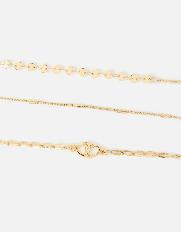 Accessorize Heart Layered Chain Anklet Set Women Anklets