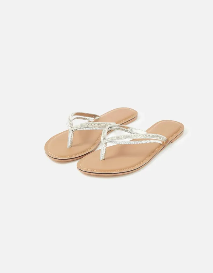 Accessorize Kyoto Double Strap Sandal Silver Silver Women Sandals and Flip Flops
