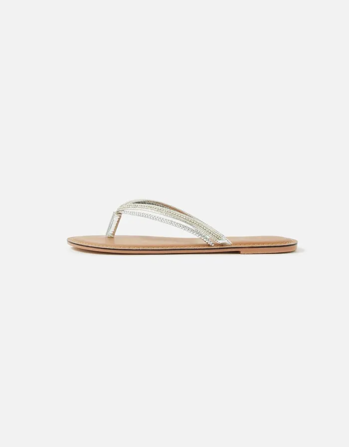 Accessorize Kyoto Double Strap Sandal Silver Silver Women Sandals and Flip Flops
