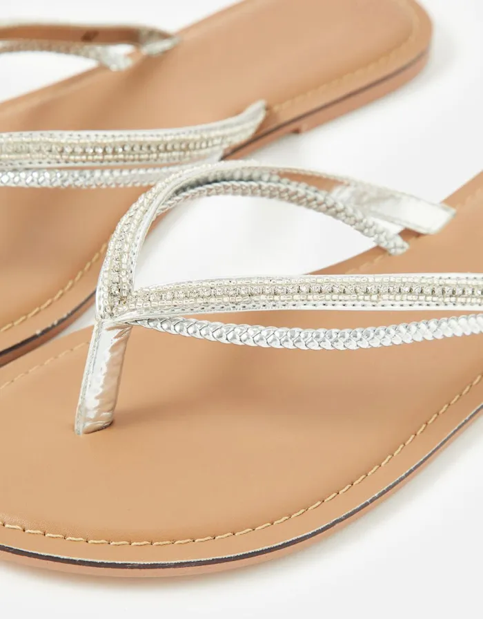Accessorize Kyoto Double Strap Sandal Silver Silver Women Sandals and Flip Flops