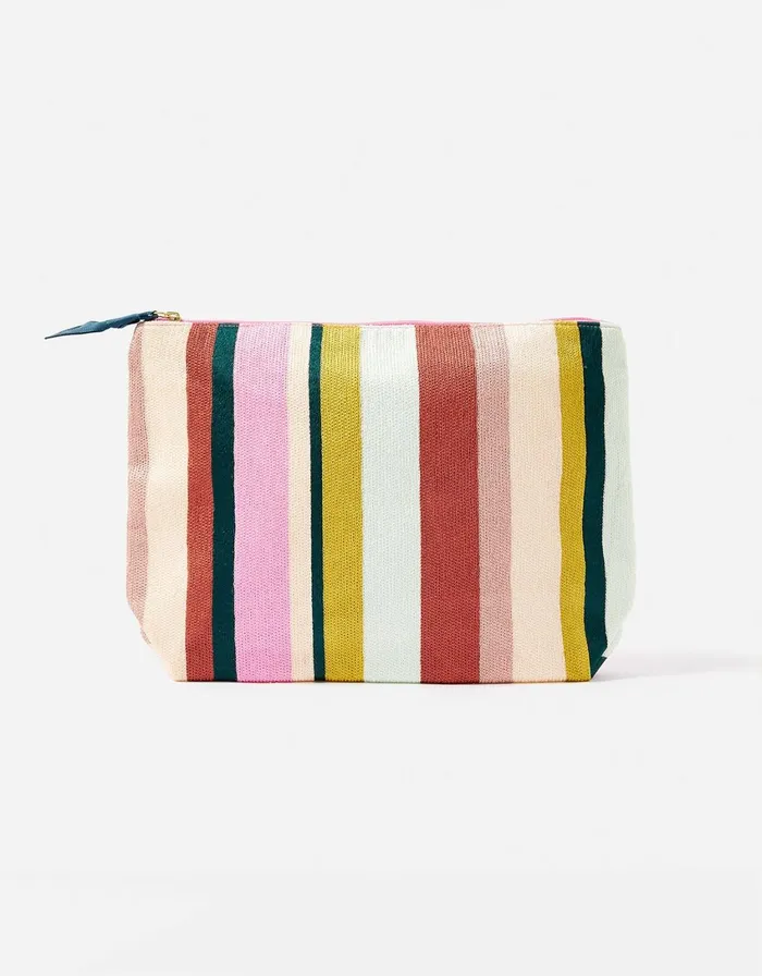 Accessorize Large Stripe Embroidered Washbag Women Travel Bags