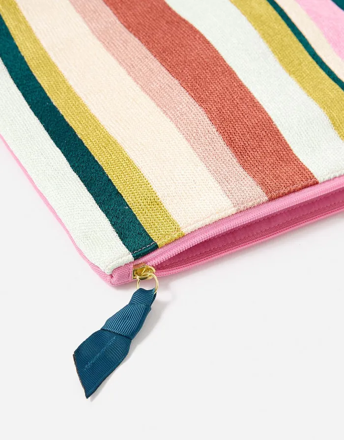 Accessorize Large Stripe Embroidered Washbag Women Travel Bags