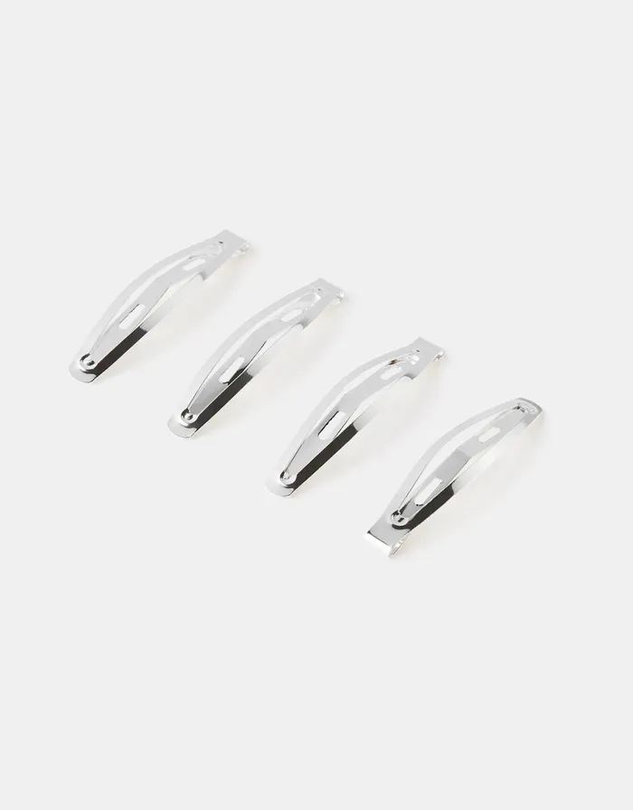 Accessorize Metal Snap Hair Clip Set Silver Silver Women Hair Accessories