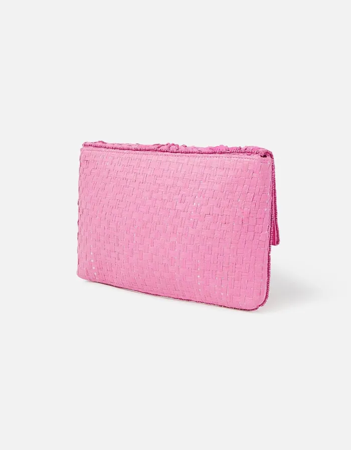 Accessorize Natural Embellished Clutch Bag Pink Pink Women Clutch Bags