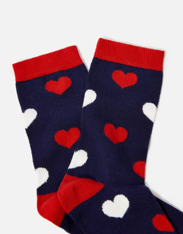 Accessorize Nautical Heart Print Socks Women Socks and Tights