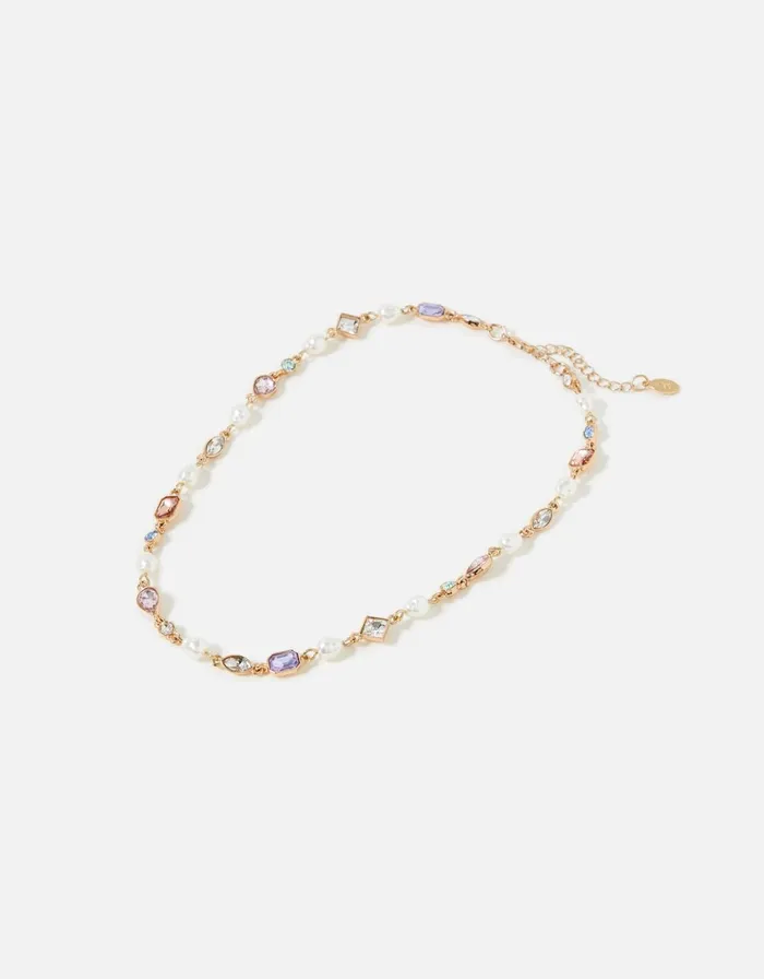Accessorize Pastel Pop Crystal And Pearl Small Necklace Women Necklaces