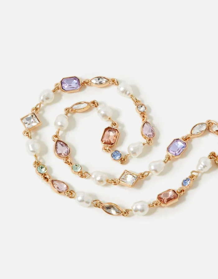 Accessorize Pastel Pop Crystal And Pearl Small Necklace Women Necklaces