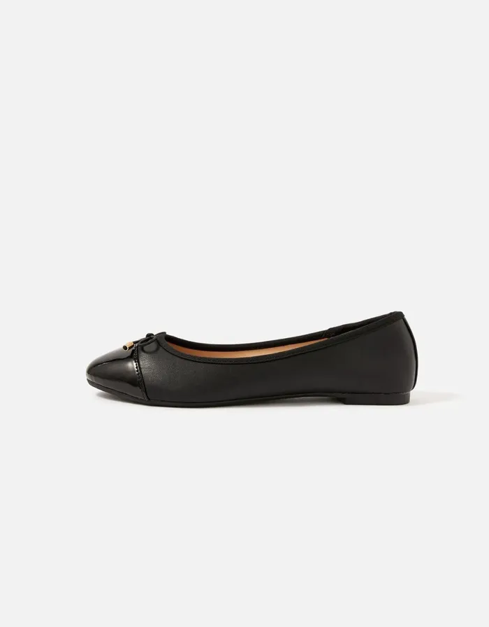 Accessorize Patent Toe Ballerina Flats Black Black Women Flat Shoes