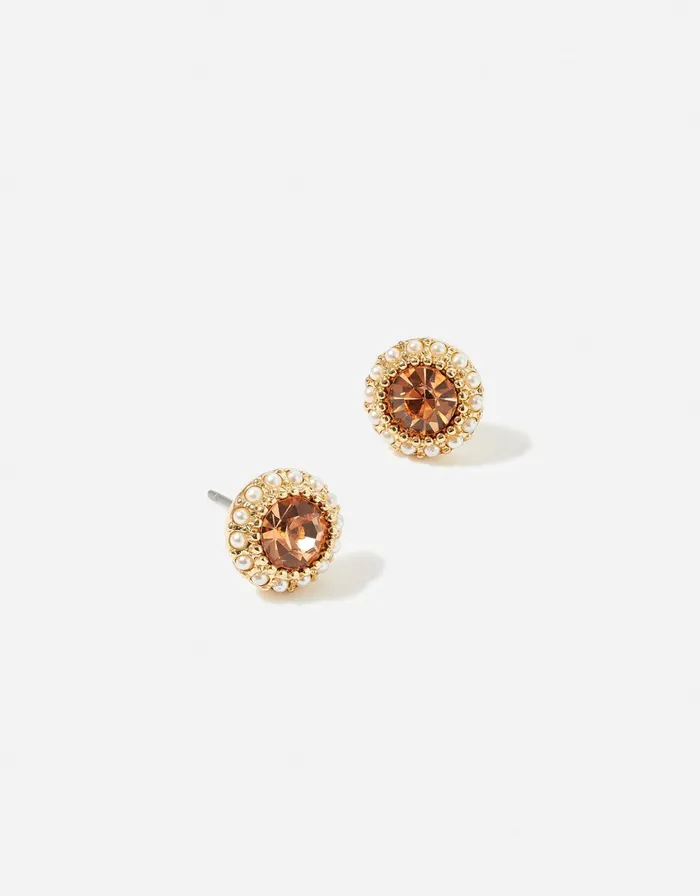 Accessorize Pearl Halo Crystal Stud Earrings Women Earrings