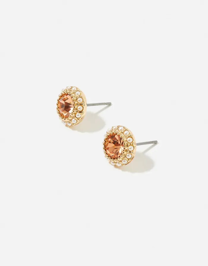 Accessorize Pearl Halo Crystal Stud Earrings Women Earrings